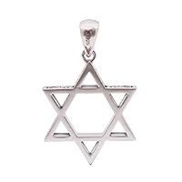 Vintage 925 Sterling Silver Jewish Star of David Necklace Hexagram Pendant Necklace for Men Women Link Chain 20 Inches