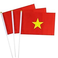 Vietnam Flag Vietnamese Hand Held Small Mini Stick Flags Decorations International Country World Flags For Party Olympics Festival Parades Parties Decor (20 pack) (Vietnam)