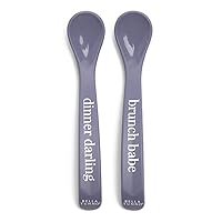 Bella Tunno Wonder Spoons - Soft Baby Spoon Set Safe for Baby Teething & Toddler Spoons, Food-Grade BPA Free Silicone Self Feeding Spoon 2pk, Darling Brunch Babe
