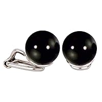 Traveller® Jewellery Earring Clip with Pearl from Swarovski® – Pearl Diameter Approx. 10 mm (mystik black)