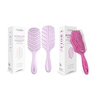 Detangler Brush by Fiora Naturals - 100% Bio-Friendly Detangling brush w/Ultra-Soft Bristles - Glide Through Tangles with Ease, For Curly, Straight, Black Natural, Women, Men, Kids (Pink & Hot Pink)