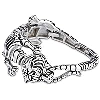 Mens Classic Titanium Steel Chain Link Bracelet with Tiger Shape Chain， for Men Women