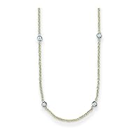 18k Two tone Gold Diamond Stations Necklace 20 Inch Measures 3.8mm Wide Jewelry for Women