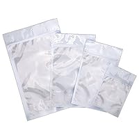5 Mil White/Clear Stand Up Pouch Bags - Professional Flexible Packaging - Resealable - Seal-Top - Heat-Sealable - Hang Hole - Tear Notch - Large 6 x 9.5 x 3.5 in. - 100 Pack