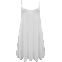 New Womens Ladies Plain Cami Dress Strappy Swing Sleeveless Mini Summer Vest Cami Dress Top