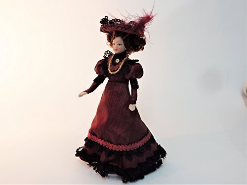 Melody Jane Dollhouse Victorian Lady in Plum Outfit Miniature People Porcelain
