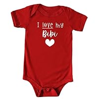 I Love My Bibi Color Infant Bodysuit, Baby Shower Newborn Gift, Pregnancy Reveal Onesie Present, Valentine's or Mother's Day (12M, Short Sleeve, Green)