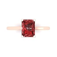 Clara Pucci 2.0 ct Emerald Cut Solitaire Natural VVS1 Red Garnet Engagement Wedding Bridal Promise Anniversary Ring 18K Rose Gold