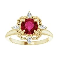 Compass Point 3 CT Ruby Ring Platinum, North Star Red Ruby Engagement Ring, Victorian Ruby Diamond Ring, July Birthstone Ring, 15th Anniversary Ring