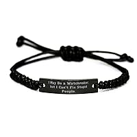 I May Be a Watchmaker, but I Can't Fix Stupid. Watchmaker Black Rope Bracelet, Best Watchmaker Gifts, Engraved Bracelet for Coworkers