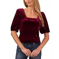 CeCe Women's Square Neck Short Puff Sleeve Top 584