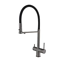 Faucets,3 Way Kitchen Tap Spin Hot and Cold Water Filter Water Brass Kitchen Sink Tap/Grey