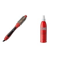 CHI Tourmaline Ceramic Heated Round Brush,Ruby Red, 1.25 & 44 Iron Guard Thermal Protection Spray, Clear, 8 Fl Oz