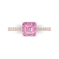 1.63ct Cushion Cut Solitaire with Accent Pink Simulated Diamond designer Modern Statement Ring Real Solid 14k Rose Gold