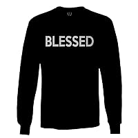 VICES AND VIRTUES 0558. Blessed Cool Graphic Fonts Christian Motivational Quote Jesus Religious Long Sleeve Men's