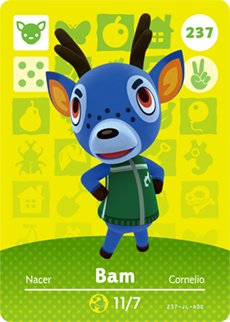 Bam - Nintendo Animal Crossing Happy Home Designer Amiibo Card - 237