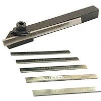 Mini Parting Tool Holder with 6Pcs HSS Blades for Mini Lathes - 10mm Shank