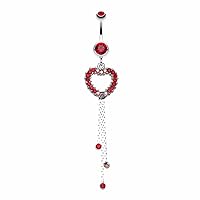 WildKlass Jewelry Classy Heart Cascading 316L Surgical Steel Belly Button Ring
