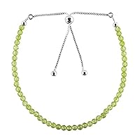 Natural Peridot 3mm Round Shape Faceted Cut Gemstone Beads 7 Inch Adjustable Silver Plated Clasp Bracelet For Men, Women. Natural Gemstone Stacking Bracelet. | Lcbr_05029