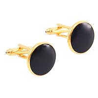 Round Men's Cufflinks French Shirt Black Curved Drip Oil Electroplated Gold Cufflinks