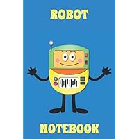 Robot Notebook - Open Arms - Blue - Yellow - College Ruled