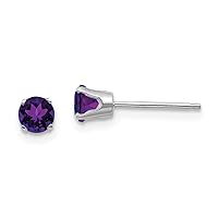 14k Gold Amethyst Stud Earrings Jewelry for Women in White Gold and 3mm 4mm 5mm