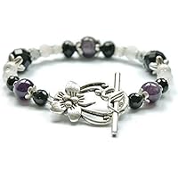 Stress Relief and Anti Anxiety Bracelet/With Natural Gemstones Rose Quartz, Amethyst, Black Onyx, Moonstone, Howlite/Holistic Crystal Healing Jewelry/Includes information card of crystal meanings