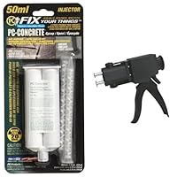 Project Kit Includes (2) PC Products PC-Concrete Epoxy Adhesive Paste for Anchoring & Crack Repair, Two-Part 50ml Cartridge, Gray 70505, 2.8oz and (1) Premium Epoxy Adhesive Dispensing Gun, 50ml