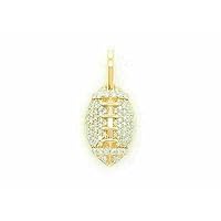 Thegoldencrafter 2Ctw Round Cut Lab Created Diamond Football Beauty Pendant 14K Yellow Gold Plated 925 Sterling Silver