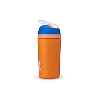 Owala Kids Flip Insulated Stainless-Steel Water Bottle with Straw and Locking Lid, 14-Ounce, Orange/Blue (Blue Citrus)