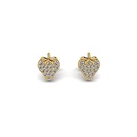 0.14 Carat Gemstone Strawberry Stud Earring in 925 Sterling Silver Yellow Gold Plated for Women Girls Hypoallergenic Dainty Jewelry Birthday Easter Gifts for Daughter Niece Valentine's Gift