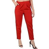 Jessica-Stuff Regular Fit Women Red Cotton Blend Trousers (26153)