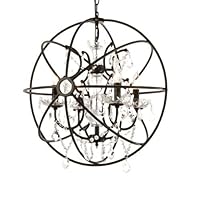 Industrial Vintage Orb Chandelier Pendant Lights Retro Iron Globe Crystal Chandelier Hanging Lighting with Shining Crystal Use 4 E14 Light Bulbs Lovely