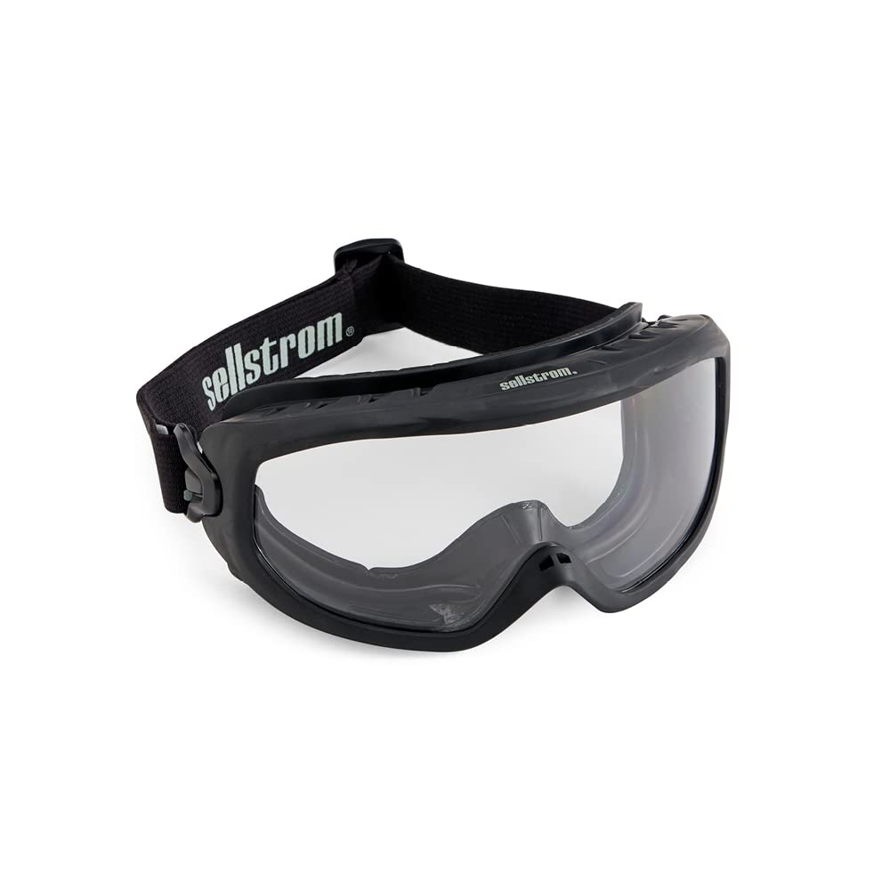 Sellstrom Safety Goggles, Wildland Fire OTG Eye Protection, Anti Fog, Scratch Resistant, Protective Eye Shield for Men and Women with Clear Lens, Adjustable Strap, Black Frame, S80225
