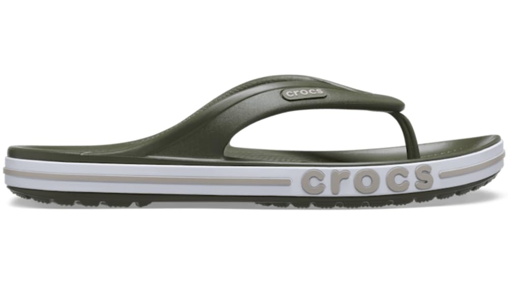 Crocs Unisex Men's and Women's Bayaband Flip Flop | Casual Beach Sandal | Shower Shoe, Army Green Cobblestone, 6 UK Men/ 7 UK Women
