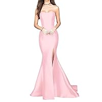 Women's Mermaid High Slit Backless Long Prom Gowns