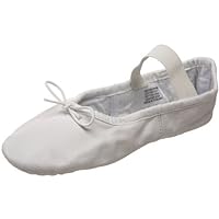 Girl's Dance Dansoft Full Sole Leather Ballet Slipper/Shoe, White, 13.5 X-Wide Little Kid