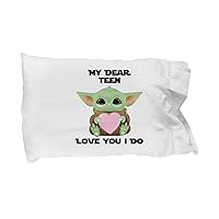 My Dear Teen Pillowcase Love You I Do Cute Baby Alien Gift for Sci-fi Movie Lover Birthday Present Funny Valentines Day Heart Pillow Cover Case 20x30