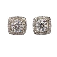 Moissanite Studs, 925 Silver, 100% Natural GRA Certified Moissanite, Stud for Gift, 925 Silver Jewelry, 1.6cts Moissanite Pair. (White Gold)