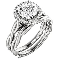 Moissanite Handmade Engagement Ring 4 CT Round Cut, VVS1 Clarity Colorless Moissanite, 925 Sterling Silver With 925 Stamp, Moissanite Engagement Bridal Rings Set, Modern Wedding Ring Sets