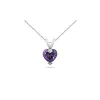 1.34 Cts of 6 mm AA Heart Amethyst Solitaire Pendant in 14K White Gold