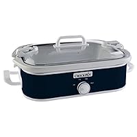 Crock-Pot Small 3.5 Quart Manual Casserole Slow Cooker and Food Warmer, Navy Blue (SCCPCCM350-BL)