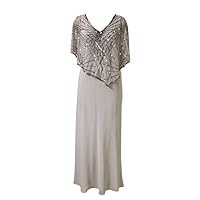 J Kara Women's Geometric Sequin Capelet Long Beaded Dress