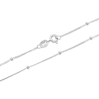 Adabele 1pc Authentic Sterling Silver 1.8mm Satellite Bead Station Curb Chain Necklace Lightweight Tarnish Resistant Hypoallergenic Nickel Free Women Jewelry Made In Italy