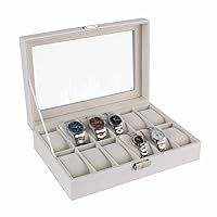 Large Gifts Durable Organizer White Case Wooden Dustproof Storage Watch Box Home 12 Slots Display