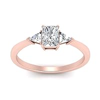 Choose Your Gemstone Trillion Cathedral Ring Rose Gold Plated Radiant Shape 3 Stone Engagement Rings Ornaments Surprise for Wife Symbol of Love Clarity Comfortable US Size 4 to 12