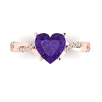 Clara Pucci 2.19 ct Heart Cut Criss Cross Solitaire Halo Natural Amethyst Engagement Promise Anniversary Bridal Ring 14k Rose Gold