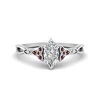 Choose Your Gemstone 925 Sterling Silver Marquise Shape Petite Engagement Ring Everyday Wedding Jewelry Handmade Gifts for Wife Celtic Knot Split Diamond CZ Birthstone Ring : US Size 4 to 12