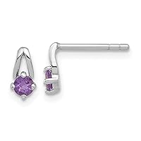 925 Sterling Silver Rhodium Plated .2am Amethyst Post Earrings Measures 7.79x3.69mm Wide Jewelry for Women