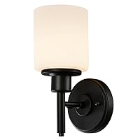 Design House 588210 Aubrey Transitional 1-Light Indoor Wall Light Dimmable Frosted Glass for Hallway Foyer Bathroom, Matte Black